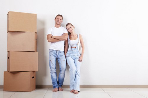 House removal team preparing a move in Hackney street