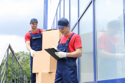 Commercial removal team organizing office relocation in Hackney