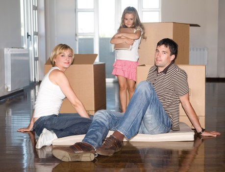 Commercial removals setup with office furniture ready for transport in Hackney